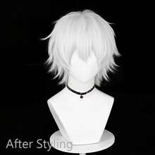White Men Short Synthetic Straight Fluffy Wig Anime Game Cosplay Wig Heat Resistant For Daily Party - White - View 4