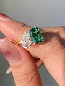 1pc Elegant Rainbow CZ Stone Engagement/Promise Ring For Women