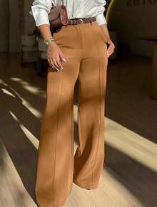 Straight-Leg, Wide-Leg Suit Pants. Floor Length - Màu Khaki - Xem 2