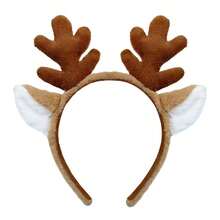 1pc Christmas Reindeer Antler Headband, Cute Plush Reindeer Ear Hair Hoop, Cosplay Accessory Prop, Handmade Artificial Animal Ear Headdress (Random Style A Or B) - Multicolor - View 2