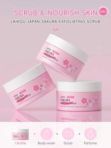 一套莱寇樱花保湿修护沐浴套装（日本樱花身体乳120g、日本樱花磨砂膏100g、日本樱花沐浴露100ml及沐浴海绵），清洁健康护肤套装，修护肌肤，旅行、露营、徒步、登山、户外活动必备，送给妈妈的贴心礼物 - 3件組B+浴球 - 查看 8