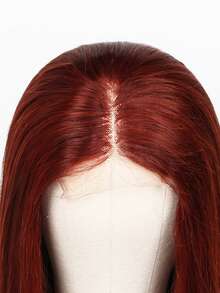 红棕色蕾丝直发假发 女士真人发 4x4 透明直发蕾丝假发 真人发带婴儿发 Cooper Red 假发 真人发预拔 万圣节服装派对假发