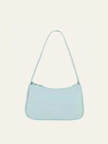 鏈條風格時尚素色單肩包 - 淺藍色 - 查看 3