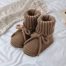 Baby Boys Girls Knitted Shoes Soft Sole First Walking Socks Comfortable Indoor Booties - Cà phê nâu - Xem 4