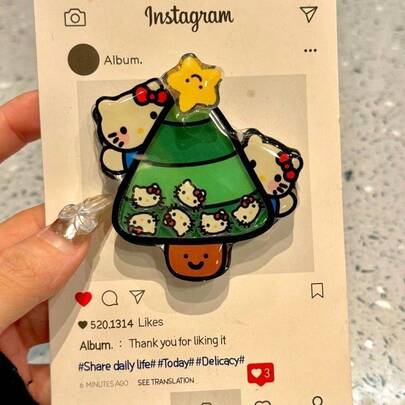 Sanrio 1 pieza / Nuevo estilo / Nicho / Sonajero musical / Dibujos animados / Soporte portátil / Pegatina / Soporte para personas perezosas / Extensible / Gato KT / Soporte para teléfono móvil / Femenino / Alto nivel de apariencia / Regalo de Navidad / Regalo pequeño