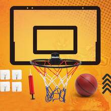 Juego de mini aro de baloncesto para interiores, con perforaciones, para colgar y móvil. - Negro - Ver 3