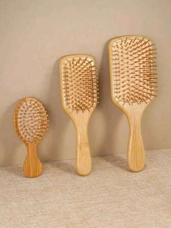 1 件顺发梳，带手柄的竹桨式发刷，气垫梳，天然竹梳桨式顺发梳，适合女性男性和儿童，便携式顺发梳，用于按摩头皮和头发生长，稀疏/卷曲/干燥的头发，紧凑型便携式迷你刷子，适合旅行/返校，发梳，美发工具，发饰>美发工具，护发，女孩礼物，返校，旅行度假必需品，女士发饰