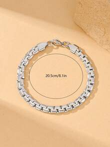 1pc Stainless Steel Carved Diamond Pattern Bracelet, Essential Accessory For Men's Music Festival And Fashionable Street Style - Silver - View 4