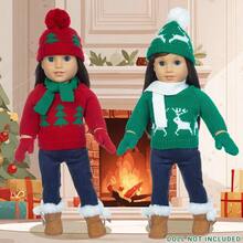 Christmas Doll Outfit Set, Includes Sweater, Hat, Scarf, Pants, Gloves With Christmas Tree, Reindeer, Snowflake Elements, Fits 16-18 Inch Reborn Dolls, Christmas Gift (Doll And Shoes Not Included)