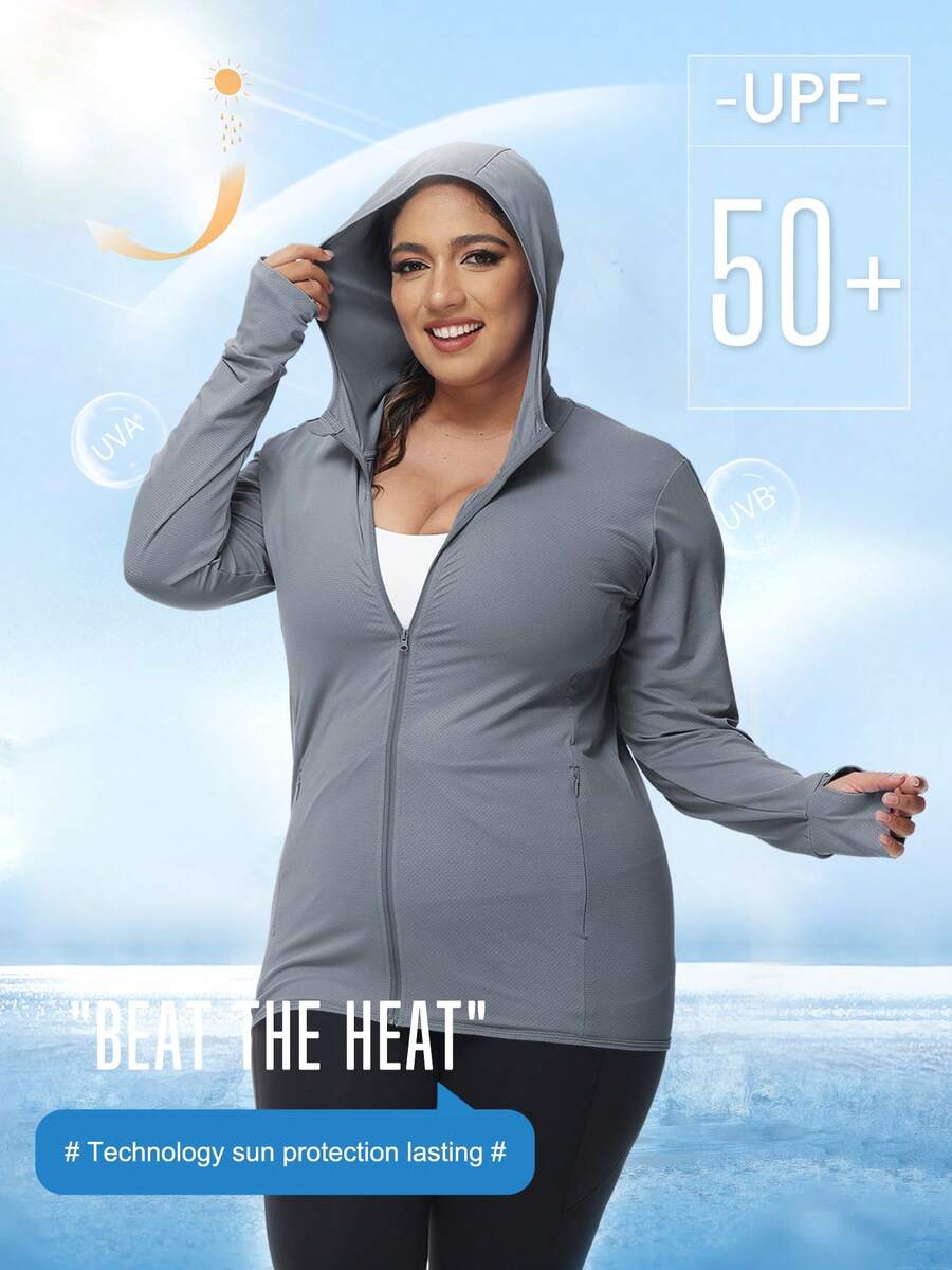 Newly Arrived Women's Sun Protection Jacket Hooded Lightweight Long Sleeve Sun Shirt For Hiking Running Outdoor Plus Size Sunscreen Jacket