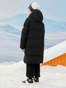 Balabala Kids Long Down Coat, Thick Winter Jacket, Hooded Warm Outerwear For Boys & Girls - Black - View 3