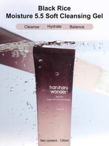 Gel de limpeza suave hidratante de arroz preto Haruharu Wonder 5.5, limpador facial suave, adequado para pele seca a normal, baixo pH 5.5, sem sabão, hidratante, sem fragrância, para uso diário, cuidados com a pele coreana - leite de limpeza - Ver 2
