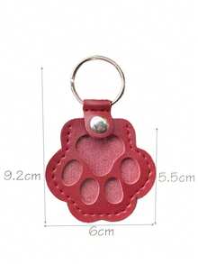 Llavero con colgante de pata de gato de cuero creativo y de dibujos animados como accesorio para prevenir la pérdida de mascotas