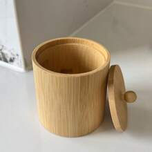Salt Box Bamboo Salt Container With Handle To Easily Open And Seal Salt Cellar For Storing Salt Pepper Sugar Herbs Small Spice Box - Bamboo Wood Color - View 12