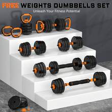 GIKPAL 66lb 6-In-1 Adjustable Dumbbells Set Free Weight Set With Connector Used As Barbell, Kettlebells, Push Up Stand, Fitness Exercises For Home Gym Suitable Men/Women - 66lb - View 6
