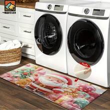 1pc Santa Claus Patterned Bathroom Anti-Slip Mat, Made Of Artificial Cashmere With Plush Decoration, Is Suitable For Bathrooms, Doorways, Kitchens And Other Occasions. It Can Be Machine Washed, Is A Holiday Decoration And Can Be Given As A Gift - Multicolor - View 8