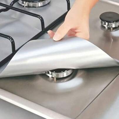 4/8pcs Gas Stove Anti-Oil Anti-Fouling Pad, Washable Cleaning Mat, Burner Protector Pad, Oil & Heat Resistant Mat, Suitable For Home Gas Stove, Household Cleaning Supplies