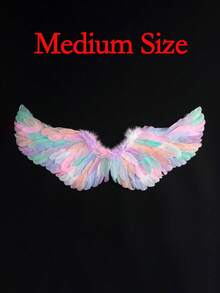 3 件可爱天使羽毛翅膀套装，创意设计，优雅时尚，充满真实感，可用于婚礼、圣诞节、万圣节、生日、派对、装扮活动、舞台角色表演、角色扮演道具、多场景应用、送给家人和朋友的万圣节节日礼物、毕业礼物 - 彩色 - 查看 21