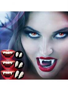 Colmillos de vampiro zombie realistas, que no rascan las encías, reutilizables y espeluznantes, accesorios de disfraz para fiestas de Halloween para mujeres
