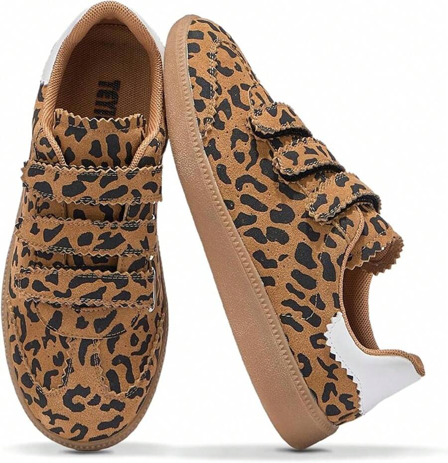 Sneakers For Women Lightweight Tennis Shoes Fashion Vegan Leather Hook & Loop Sneakers Non-Slip Walking ShoesChristmas - 豹 - 查看 1