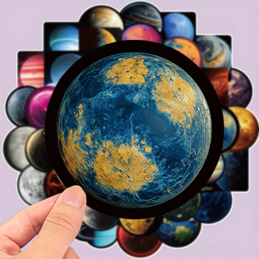 50 Matte Dark Universe Planet Stickers - Suitable For Plastic, Glass, Metal, Irregular Phone Cases, Laptops, Water Bottles, Scrapbooks And Diaries: Unique Decorative DIY Stickers, One-Time Color Pasting Stickers - 1 - View 1
