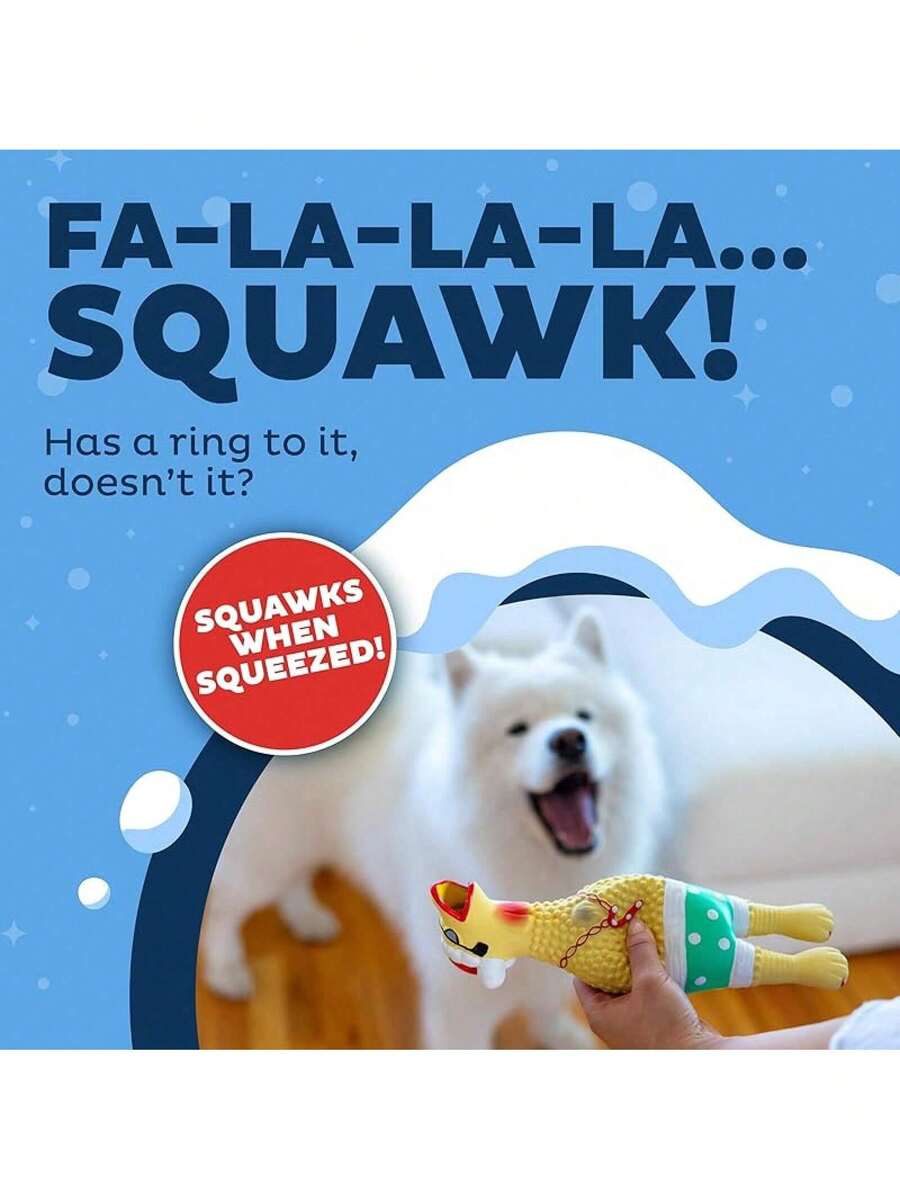 Outward Hound By Charming Pet Squawkers Earl Latex Squeaky Rubber Chicken Dog Toy, Funny Interactive Holiday Toy Dogs, Large Size - Earl Christmas - View 1