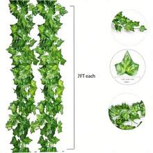 24 Pack 172 FT Artificial Ivy Garland Greenery Outdoor Faux Plants Leaf Garland Fake Vines For Bedroom Aesthetic Home Garden Office Wedding Wall Decor