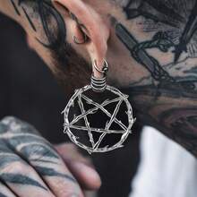 1PC Fashion Pentagram Wreath Stainless Steel Plugs Ear Weight Gauges Tunnels Piercing Expander Stretchers Body Jewelry - Star - View 3