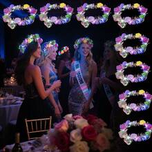 5pcs Shiny Rose Flower Wreath With 3 LED Flashing Modes, Suitable For Christmas Gifts, Weddings, Parties, Valentine's Day, Birthdays, Halloween, New Year Stage Decor And Photography Props