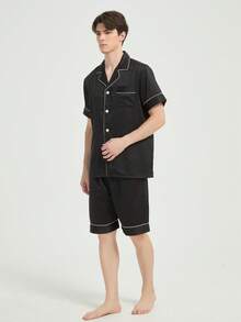 بدلة بيجامة رجالية كاجوال جديدة بأكمام قصيرة وشورت