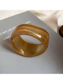 1 pieza Brazalete asimétrico de acrílico para mujer - Diseño minimalista de moda, adecuado para uso diario y fiestas, joyería multifuncional para todas las estaciones, estilo bohemio