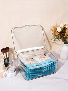 1 szt. Przezroczyste akrylowe pudełko do przechowywania akcesoriów do włosów z klapką, przezroczyste, pyłoszczelne, na spinki do włosów, opaski na głowę, gumki do włosów, spinki do włosów i drobne akcesoria, idealne do toaletki, komody, łazienki i na prezent