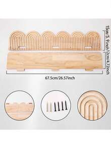 1pc Bohemian Arch Wall Mounted Storage Rack, Wooden Arch Wall Hanging Storage Rack, Suitable For Room, Bedroom, Bathroom, Porch, Living Room Wall Home Decor, Rainbow Pattern Wall Mounted Shelves, Perfectly Fits Bohemian Interior Design And Wall Art Decoration - Multicolor - View 9