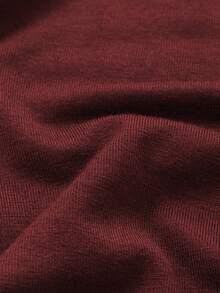 女士简约复古硬币图案优雅休闲高领长袖针织打底衫，秋冬季 - 酒紅色 - 查看 7