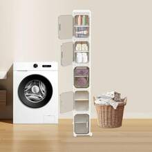 XIANXUS 5-Tier Tall Narrow Storage Cabinet, Slim Storage Cabinet With Wheels, Narrow Organizer For Small Space, Bathroom, Kitchen, Laundry - White - View 4