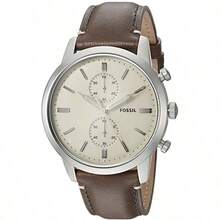 Fossil Reloj de cuarzo cronógrafo Townsman para hombres con correa de cuero, esfera blanca, disco clásico simple y atmosférico, esencial para el transporte, preferido por hombres elegantes, estilo de negocios y ocio, un regalo para el esposo, novio, como regalo de cumpleaños, regalo de aniversario. FS5350