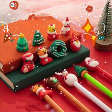 1 pieza, Bolígrafo de gel de dibujos animados de Navidad de invierno, recambio de 0.5mm, bolígrafo creativo, útiles escolares para estudiantes, suministros de oficina, adecuado para la escuela, la oficina y el hogar, escritura suave, regalo navideño, bolígrafo para firmar, excelente material de papelería y útiles escolares, regalo ideal para Navidad.