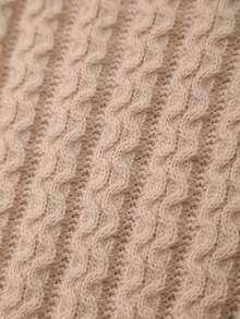 Girls' Round Neck Knitted Vest With Bow Design, Solid Color, Spring/Summer/Autumn - Khaki - View 6