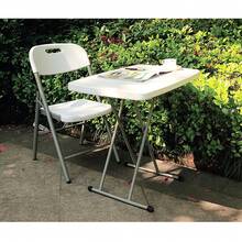 Height Adjustable Folding Table, Outdoor Folding Table, Picnic Table, White, Suitable For Picnics, Fishing, Camping, Indoor And Outdoor Use. - trắng - Xem 2