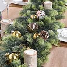 1PC 70.86in Christmas Garland, Artificial Christmas Greenery Garland Pine Leaves Realistic Spruce Garland For Holiday Mantel Fireplace Table Centerpiece Decor