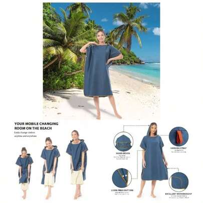 para Natacion Secado, Poncho de Surf con apucha Microfibra, Toalla para Natacion 110 X90cm Poncho Toalla Cambiarse para Mujeres y Hombre, Playa Surf y Natacin A