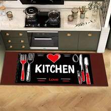 1/2/3pcs Set Simple Kitchenware Print Kitchen Mat Set, Very Good Home Decorative Mat, Flannel Material Dry Non-Slip Soft Comfortable Easy To Clean, Suitable For Bathroom Door Mat Bedroom Living Room Porch Laundry