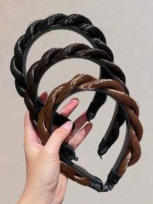 1件装女士多色宽发箍，带假发片和蓬松头饰，扭辫发箍发夹发饰。万圣节装饰，女士头饰发箍