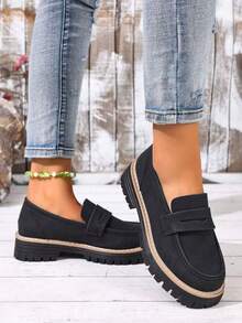 2024 Spring New Casual British Style Loafers Women Shoes, Deep Mouth Student Flats - Black - View 5