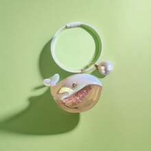 1pc Cute Zinc Alloy Dolphin & Pearl Whale Keychain, Fashion Ornament, Gift For Couple & Aquarium, Suitable For All Seasons