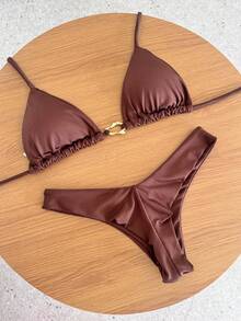 Simple Elegant Backless/Backless Tie Back Holiday Beach - Rỉ Nâu - Xem 4