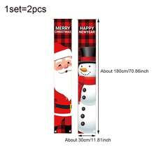 1set (2pcs) - Christmas Couplets, Snowman Old Man Pattern Door Curtain Banners, Christmas Holiday Room Door Decorations, Party Home Courtyard Outdoor Garden Decoration Paintings And Hanging Fabrics, Christmas Party Atmosphere Decoration Supplies