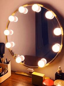 1 pieza Bombilla de 4/6/8/10/12/14 luces, Luz de espejo de maquillaje LED, Luz de espejo de tocador alimentada por USB de tres colores, Luz de maquillaje LED, Luz de relleno regulable y ajustable de color, Lámpara de tocador, Iluminación de dormitorio, Bombilla, Espejo, Peinado de dormitorio, Mesa de vestir de dormitorio - Luz de espejo - Ver 4