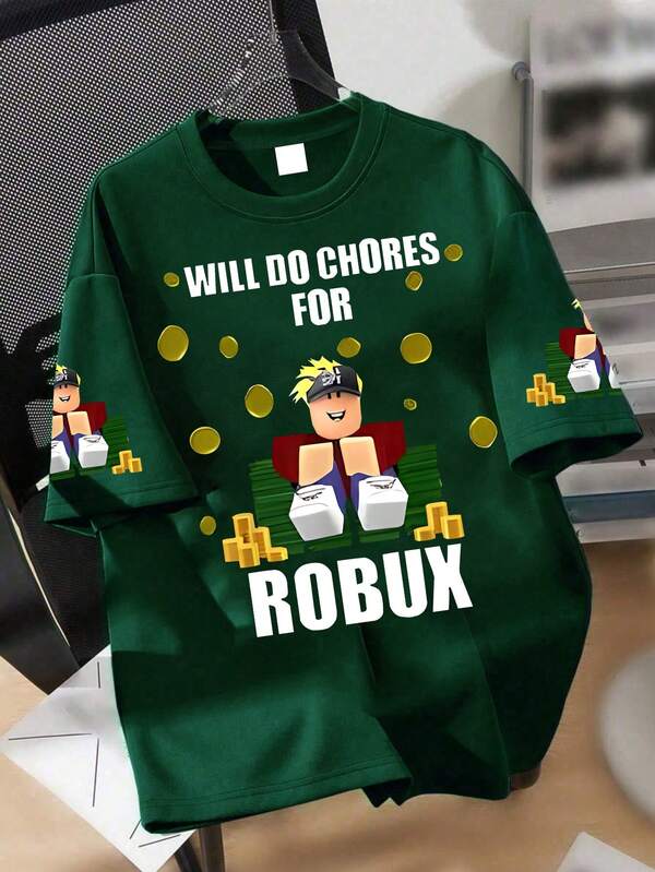 1PC Boys Fun Game Print Short Sleeve T - Shirt, Soft Skin - Friendly, Summer Fashion Outfit