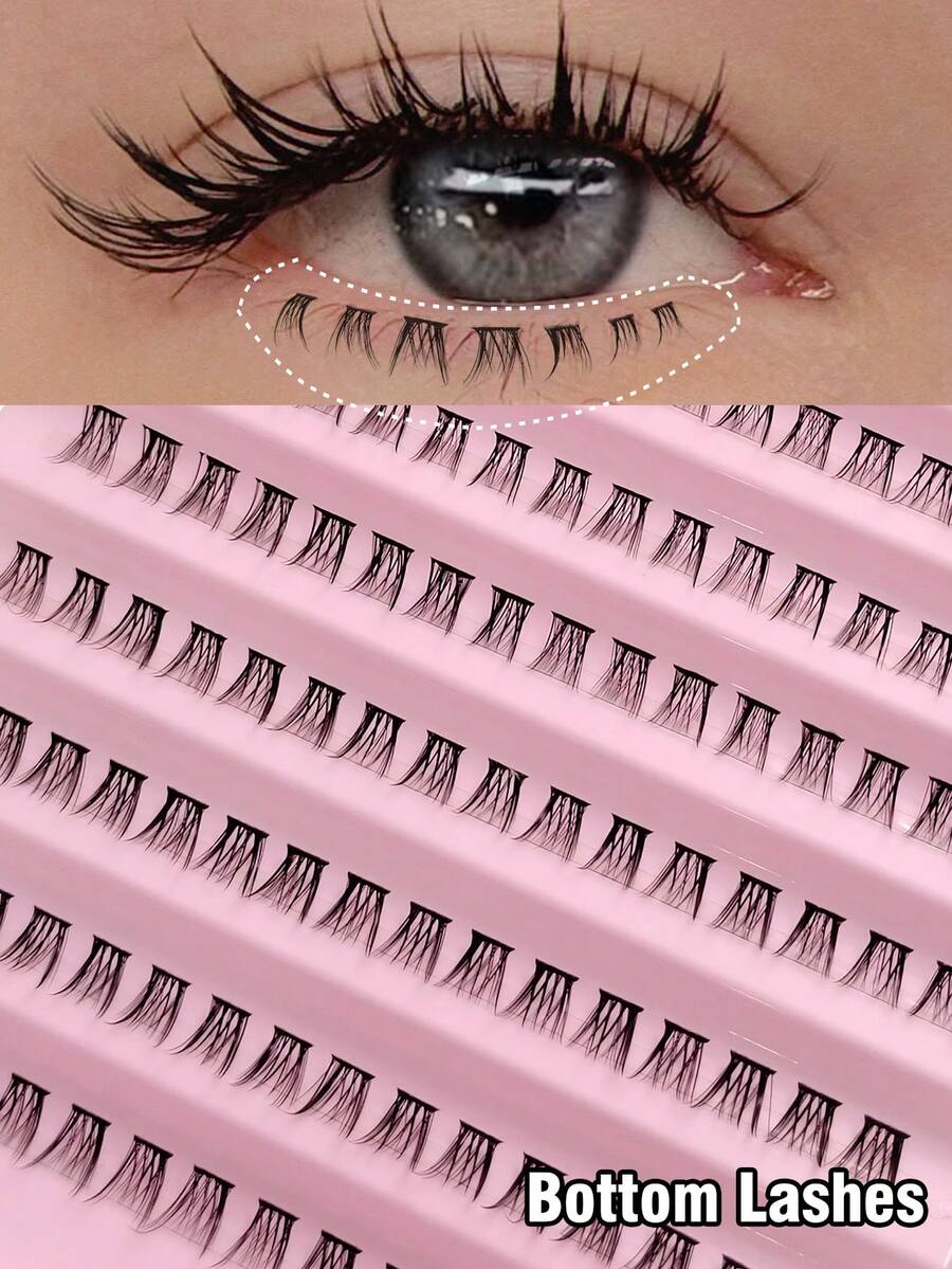 Rikuaild 160根自然逼真的貂毛假睫毛，6-8毫米混合长度，蓬松轻盈，柔软簇状假睫毛，适合日常妆容，可重复使用